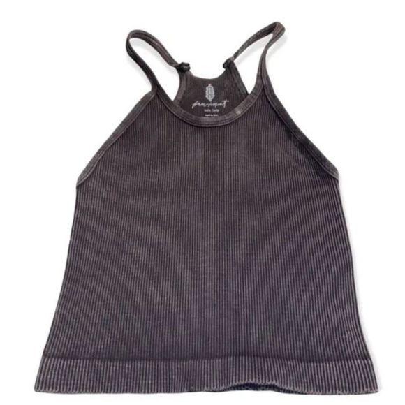 NWOT Free People Happiness Runs Long Crop- Washed Grey - Picture 4 of 4